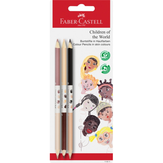 Krāsainie zīmuļi Faber-Castell Children of the world, 3gab/iep sejas krāsas toņos