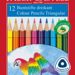 *Trīsstūrveida krāsainie zīmuļi  Faber-Castell, 12 krāsas