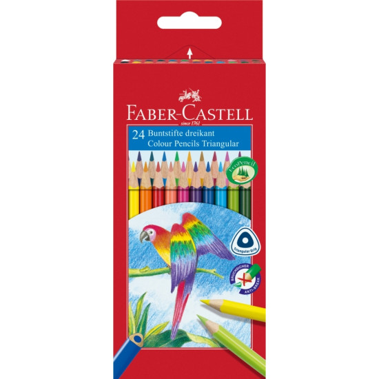 Цветные карандаши Faber-Castell Треугольные 24 цвета в картонной упаковке