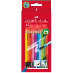 Krāsainie zīmuļi ar dzēšgumiju Faber-Castell, 12 krāsas