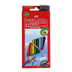 Trīsstūrveida krāsainie zīmuļi Faber Castell, 12 krāsas