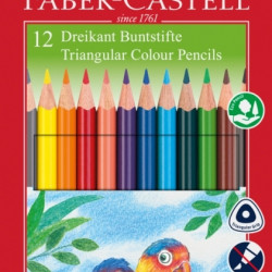 Trīsstūrveida krāsainie zīmuļi Faber Castell, 12 krāsas