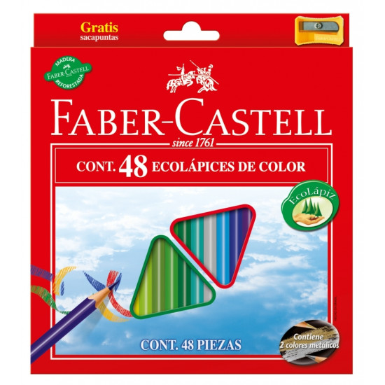 *Krāsainie zīmuļi Faber-Castell Eco 48 krāsas + asināmais
