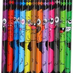 Trīsstūrveida krāsainie zīmuļi Keyroad Black-Cute 12 krāsas, plastikāta,