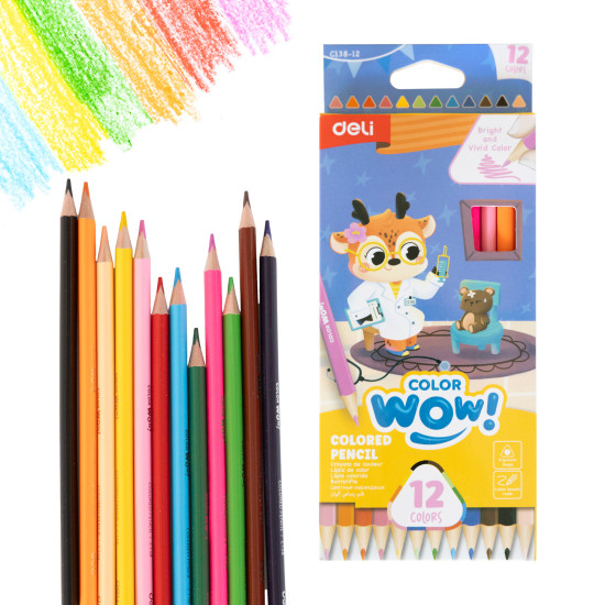 Цветные карандаши DELI ColorWow, Multicolor, Эргономичный треугольный корпус.