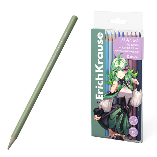 Krāsainie zīmuļi ERICH KRAUSE Manga Round, 12 krāsas