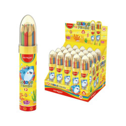 Krāsainie zīmuļi metāla penālī KEYROAD ROCKET 12-krās.