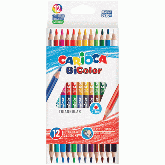 Krāsainie zīmuļi CARIOCA BiColor, 6x2 krāsas