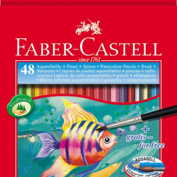 Akvareļzīmuļi Faber-Castell Fish ar otiņu, asināmo, 48 krāsas