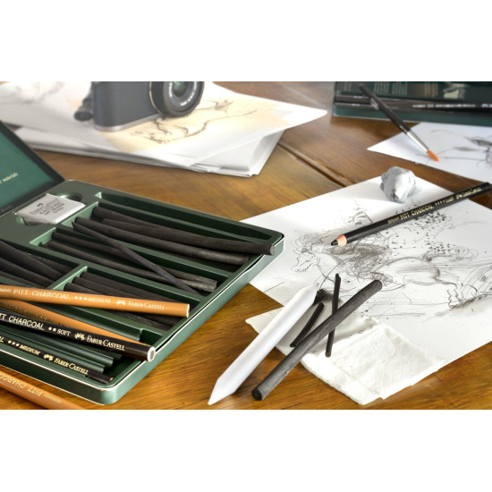 Угольныестержни Faber-Castell Pitt Natural 9-15мм синевато-черный