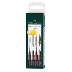 Ручки Faber-Castell Pitt Artist Pen набор 4 темная сепия