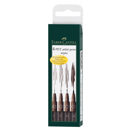 Ручки Faber-Castell Pitt Artist Pen набор 4 темная сепия