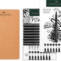 Линеры Faber-Castell Pitt Artist 9 шт + Скетчбук