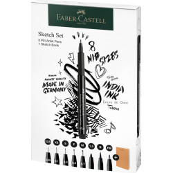 Линеры Faber-Castell Pitt Artist 9 шт + Скетчбук
