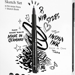 Линеры Faber-Castell Pitt Artist 9 шт + Скетчбук