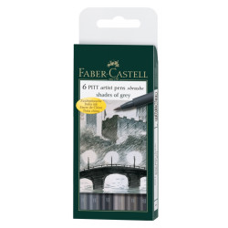 Ручка-кисть Faber-Castell Pitt Artist Pen Shades of Grey 6 цветов
