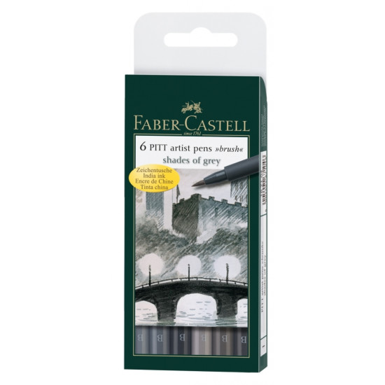 Ручка-кисть Faber-Castell Pitt Artist Pen Shades of Grey 6 цветов