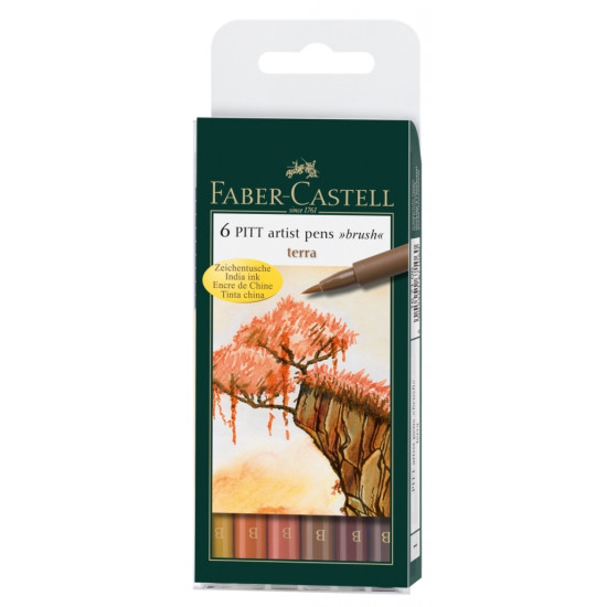 Ручки-кисти Faber-Castell Pitt Artist Pen Terra 6 цветов