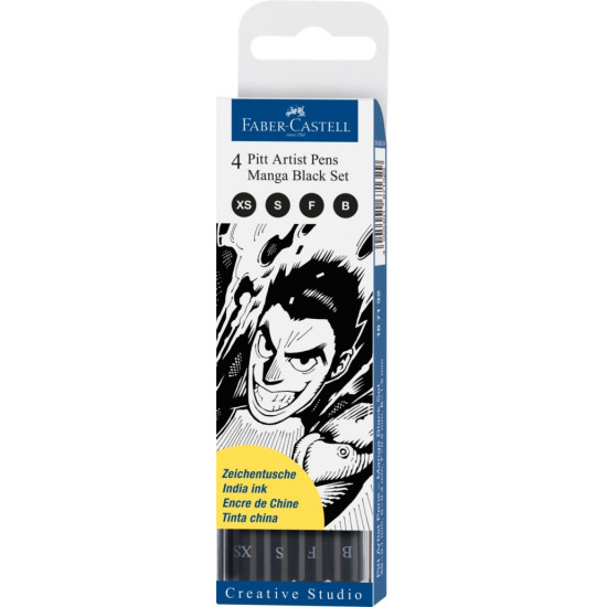 Ручки Faber-Castell Pitt Artist Manga Черный набор 4 пера