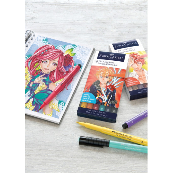 Otas tipa flomāsteri Faber-Castell Pitt Artist Pen 6 krāsas Manga shônen
