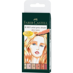 Перьевые ручки Faber-Castell Pitt Artist Pen Brush, набор из 6, светлые тона кожи