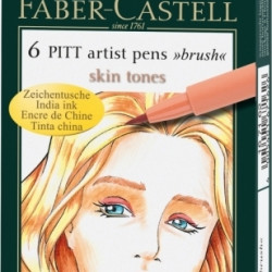 Перьевые ручки Faber-Castell Pitt Artist Pen Brush, набор из 6, светлые тона кожи