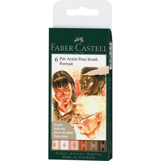 Ручки Faber-Castell Pitt Artist Pen Brush Портретный набор 6 цветов