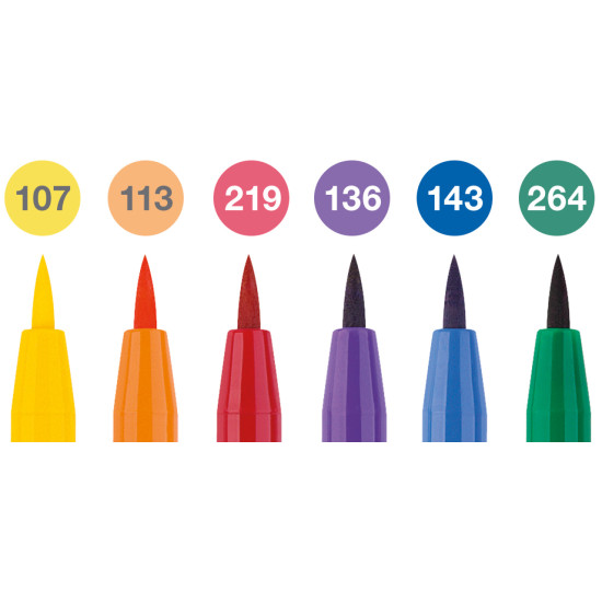 Ручка Faber-Castell Pitt Artist Pen набор 6 цветов водостойкая