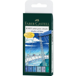 Перьевые ручки Faber-Castell Pitt Artist Pen Brush, набор из 6 цветов, синие тона