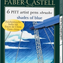 Перьевые ручки Faber-Castell Pitt Artist Pen Brush, набор из 6 цветов, синие тона