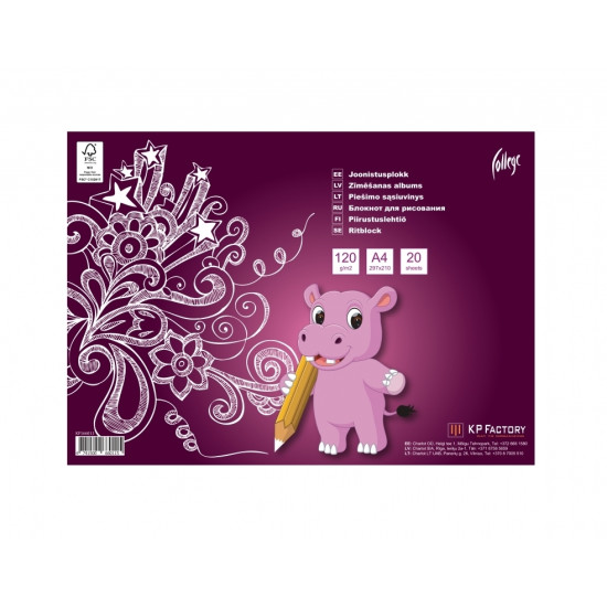 Блокнот для рисования College "Drawing Pad", White, Устойчивый к просвечиванию