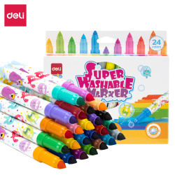 Фломастеры DELI SuperWashable 24цвета супермоющиеся