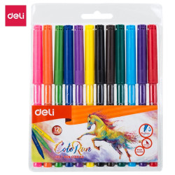 Фломастеры DELI ColoRun 12 цветов смываемые
