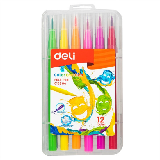 Фломастеры Deli EC10304 12 кистей