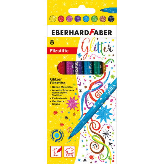 Фломастеры Eberhard Faber 8шт с блестками Нетоксичные