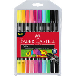 Divpusēji flomasteri Faber Castell, 10 neona krāsas