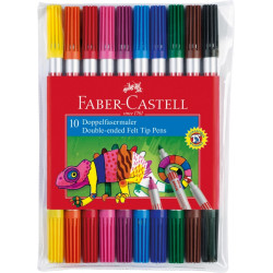 Divpusēji flomasteri Faber Castell, 10 krāsas