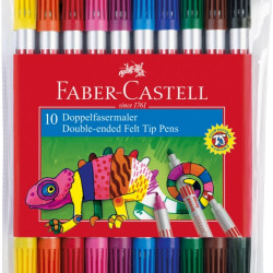 Divpusēji flomasteri Faber Castell, 10 krāsas