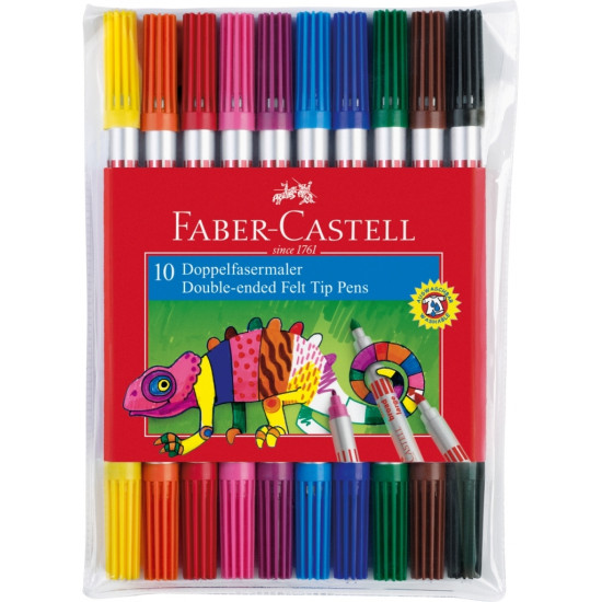 Divpusēji flomasteri Faber Castell, 10 krāsas
