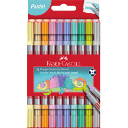 Flomāsteri Faber-Castell, divpusējie, 10 pasteļu krāsas