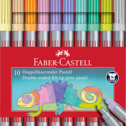 Flomāsteri Faber-Castell, divpusējie, 10 pasteļu krāsas