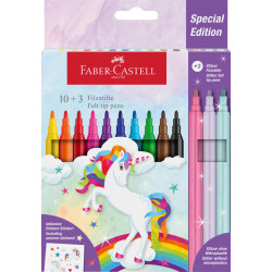 Фломастеры Faber-Castell Единорог 10+3 с блестками и стикерами