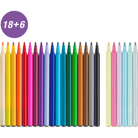 Фломастеры Faber-Castell Единорог 18+6 с блестками