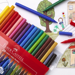 Trīsstūrveida flomasteri Faber Castell, 10 pamata krāsas
