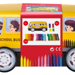 Фломастеры Faber-Castell Connector Школьный автобус 33 цвета 10 клипс