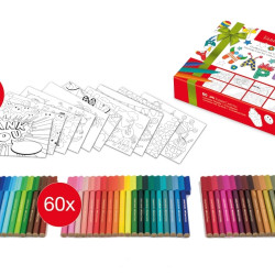 Набор фломастеров Faber-Castell Connector 60 цветов 10 открыток