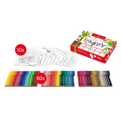 Набор фломастеров Faber-Castell Connector 60 цветов 10 открыток