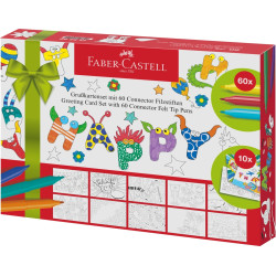 Набор фломастеров Faber-Castell Connector 60 цветов 10 открыток
