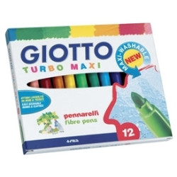 Фломастеры Giotto Turbo Maxi 12 цветов смываемые