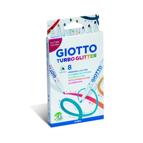 Фломастеры Giotto Turbo Glitter 8шт с ластиком